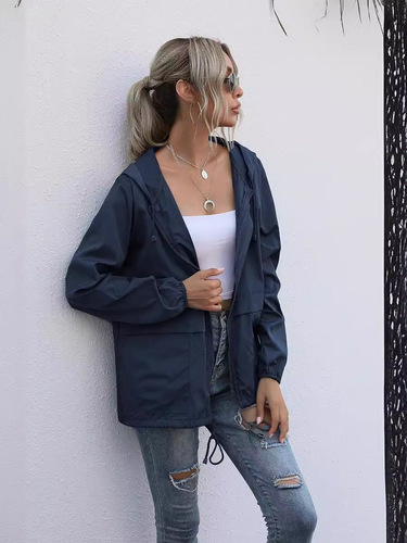 Amazon Women's Zip Hoodie Lightweight Outdoor Hiking Waterproof Jacket Jacket Sports Casual Versatile