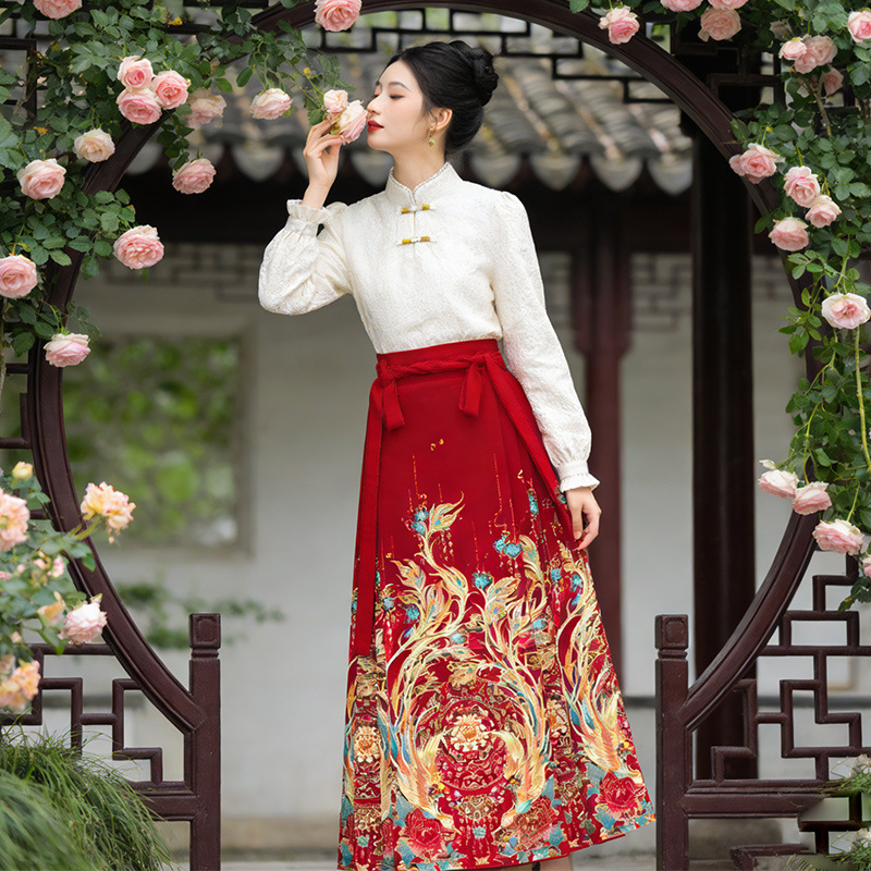 Han Dynasty Horse Face Skirt Suit Women's Spring and Summer Women's Large Swing Horse Face Pleated Long A-Line Skirt [Tangfeng Heming]