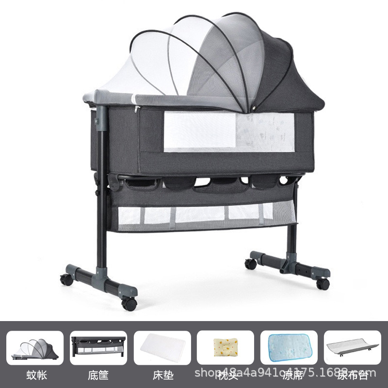 Cama multifuncional para recién nacidos, cama grande, cama para bebés, cuna plegable, elevación móvil y portátil image 46