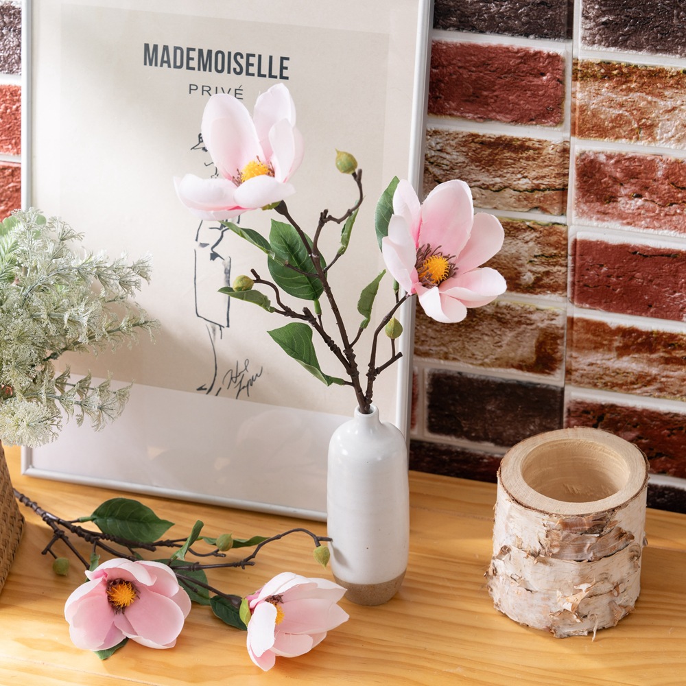 Supplier's Fake Flower Recommendation: Single Branch Magnolia Wholesale, Bridal Celebration Chiffon Flowers, Export, Home Decoration GF15677
