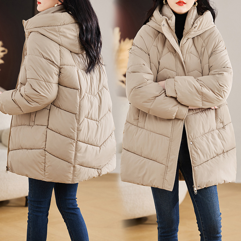 Invierno de 2025 nuevo estilo de estilo universitario estilo largo de moda ocio engrosado algodón chaqueta de algodón image 4
