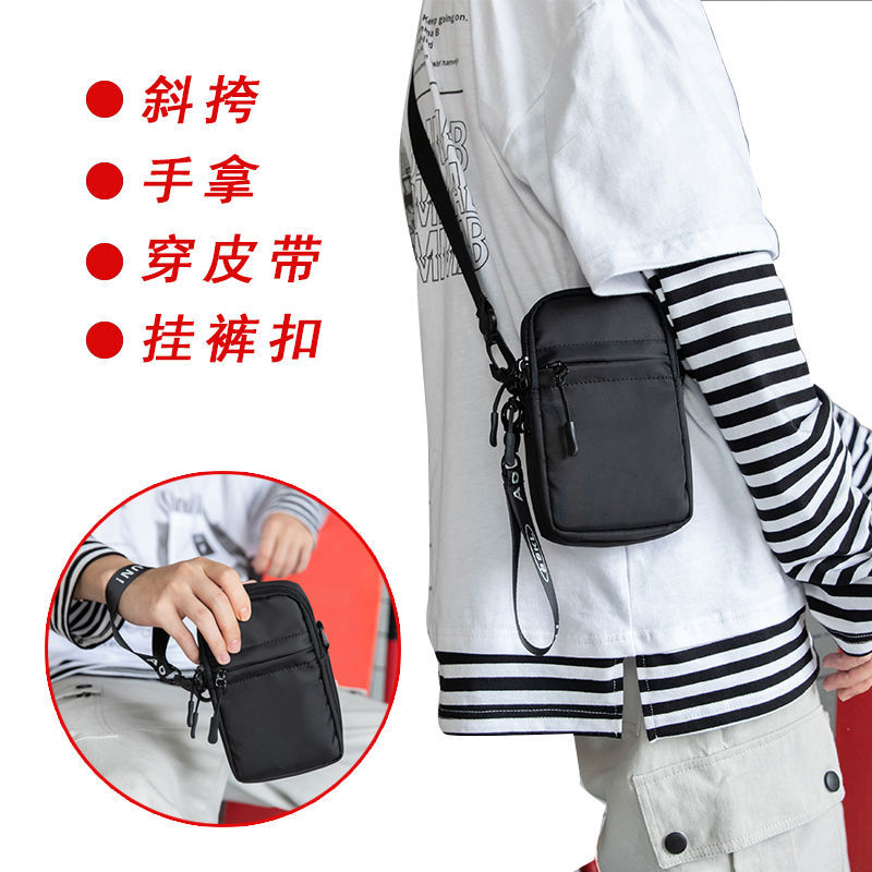 Cross-border New Trendy Men's Mini Shoulder Crossbody Bag Waterproof Mobile Phone Women's Bag Wearing Belt Waist Bag Multifunctional Small Bag