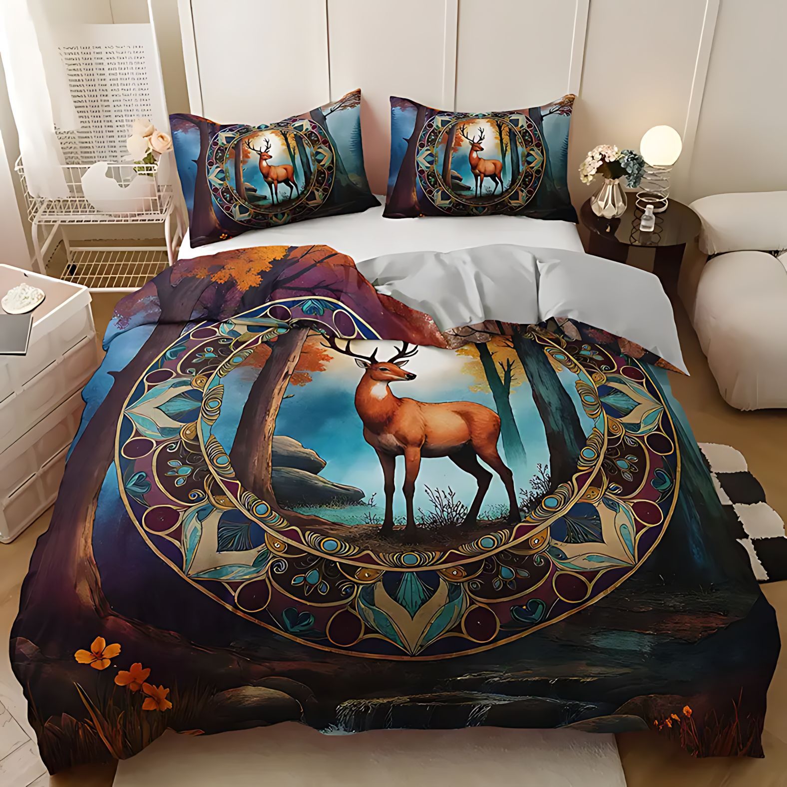 TEMU / JIT Amazon Transfronterizo Espectacular Deer Forest Diseño 3D Impresión Digital Kit Fuente Fabricante