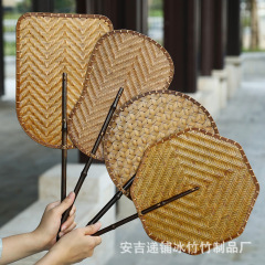 純手作り竹編み扇中国式漢服両面大漆楠竹編み塵尾扇夏納涼代発