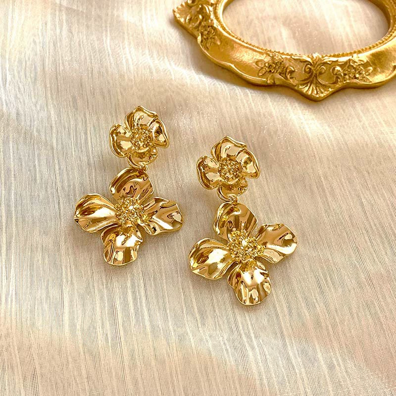 Earrings, silver 925 sample, flowered, light luxury style, high-quality style