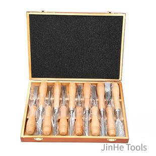 Woodworking tools 12-piece chrome vanadium steel woodworking chisel wooden box set woodworking chisel carving knife spot wholesale