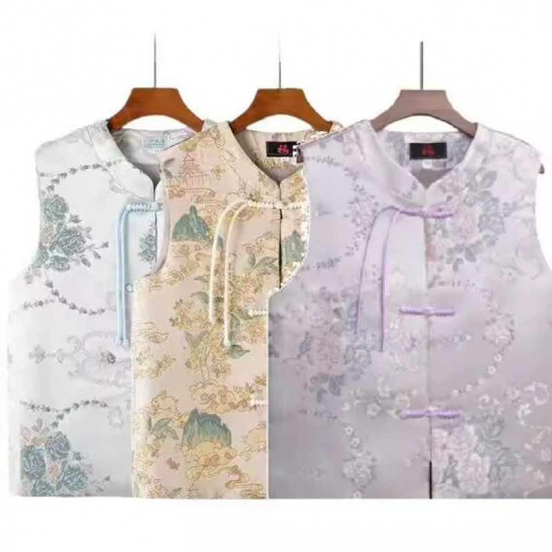 Весенне-осенняя вышивка 2025, ретро китайский стиль, новый национальный стиль, жилет на пуговицах, топ, жилет, короткая куртка