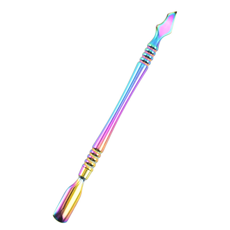 Nuevo color mágico manicura acero empuje piel muerta empuje removedor de uñas empujador de uñas doble cabeza doble uso manicura herramienta traje transfronterizo