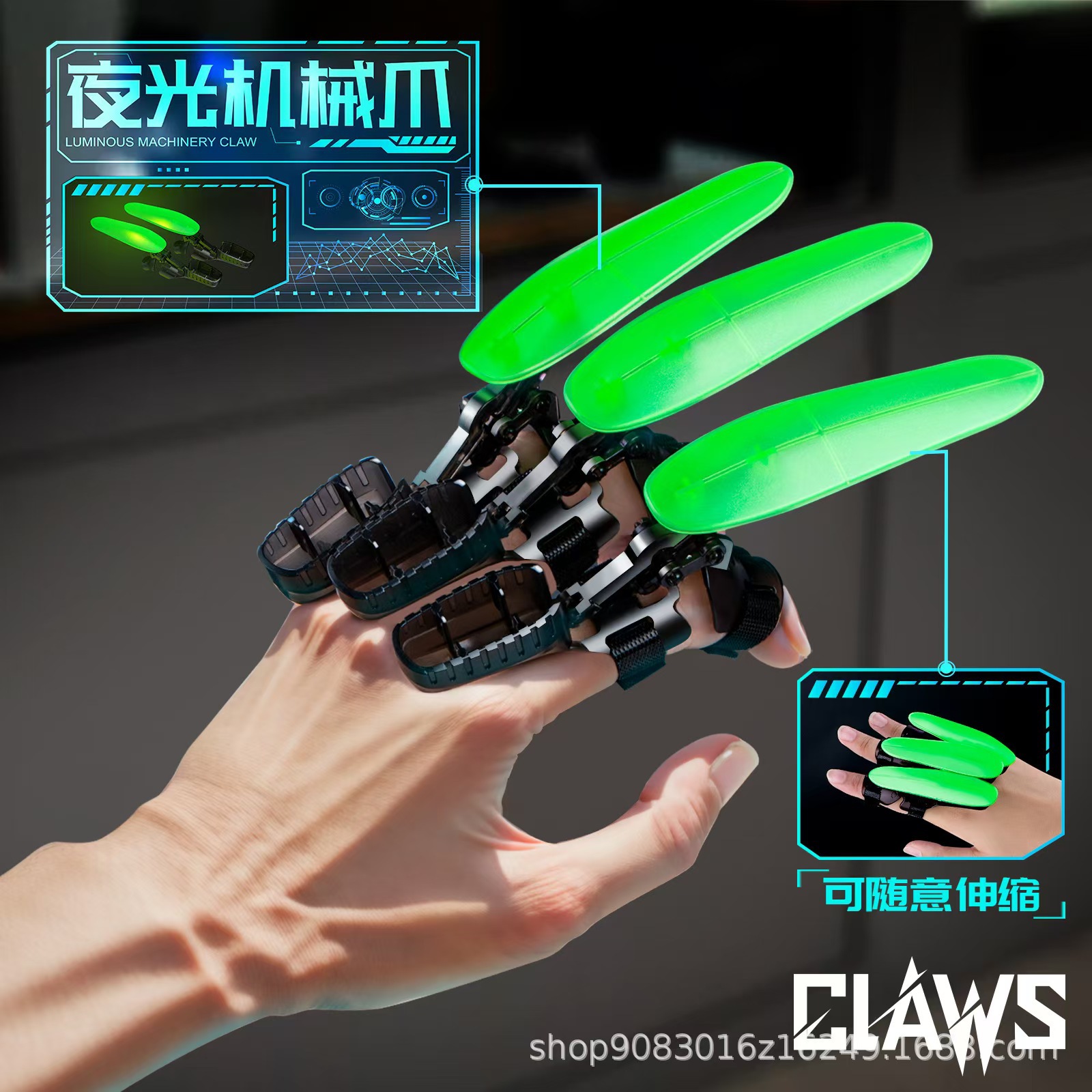 Cross-border Exclusive Retractable Luminous Wolverine Claw Mechanical Claw Creative Toy Decompression Wholesale Boy Gift Warpolice