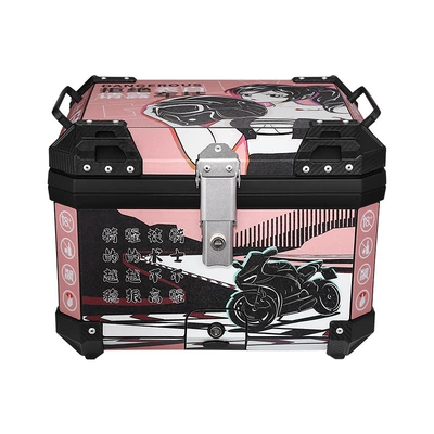 Electric car tail box — 45L One-Button Quick Release - 45l-female-knight-one-click-quick-release-trunk-45l-black-red-and-white-striped-one-click-quick-release-trunk