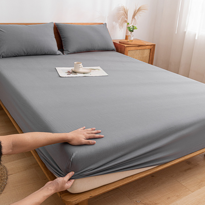 Sombrilla de cama de algodón lavado de algodón puro pieza individual 100 funda de cama de algodón cubierta protectora de colchón Simmons cubierta de polvo de sábana de dormitorio 3