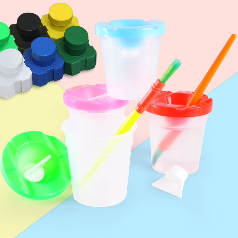 Factory direct selling children's creative paintings with plugging cup handmade painted paint to prevent the color cup wholesale