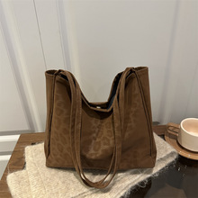 简约韩版鹿皮绒大容量女式2025秋季新款时尚单肩斜挎托特水桶包