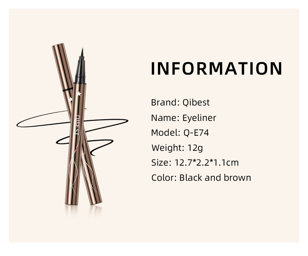 QIBEST Cross-border Ultra-fine eyeliner Liquid: Smooth, flowing, long-lasting without smudging, quick-drying, beginner eyeliner waterproof wholesale undefined
