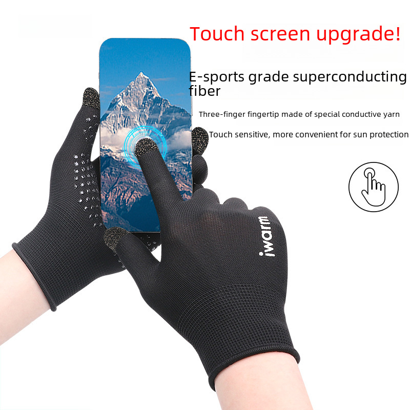 iwarm love warm sun protection gloves men and women summer outdoor UV protection driving non-slip touch screen riding gloves_voghion.com