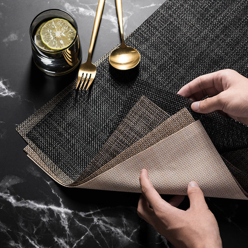 A unisex solid-colored Japanese-style thickened PVC anti-slip and heat-insulating dinner mat, modern minimalist rectangular cross-border mat
