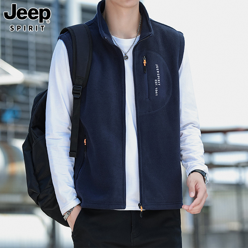 JEEP SPIRIT2024新款潮流摇粒绒马甲男士休闲户外时尚马甲外套男