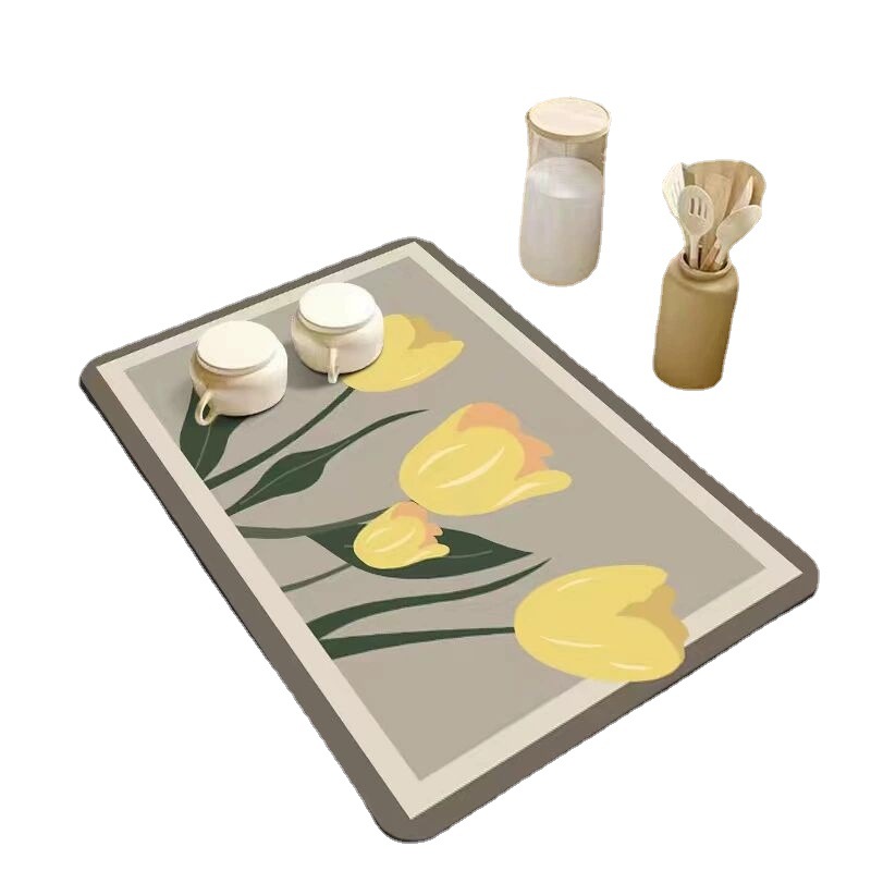 Alfombra de drenaje para cocina o baño, tejido absorbente, base antideslizante y superficie de goma suave