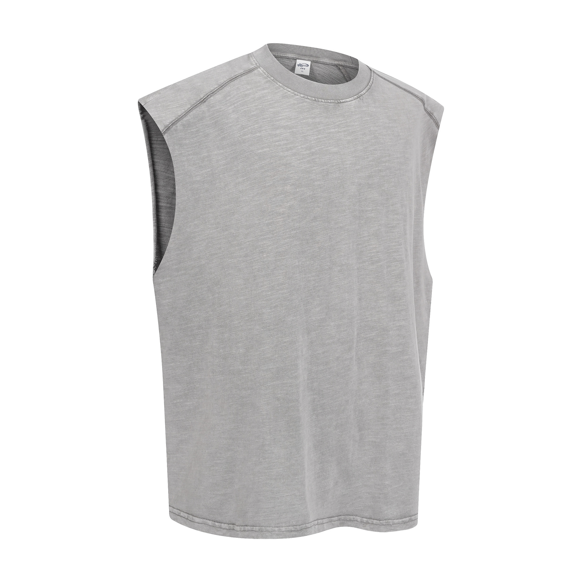 Chain tide2026 explosión de agua de lavado para hacer viejos chalecos de algodón de verano camisa casual de color sólido básico ajuste chaleco de hombre de verano