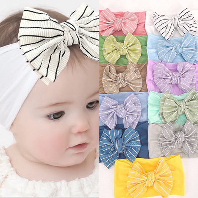 春夏季新品嬰兒用品 歐美風寶寶尼龍蝴蝶結頭巾 可愛公主兒童發帶