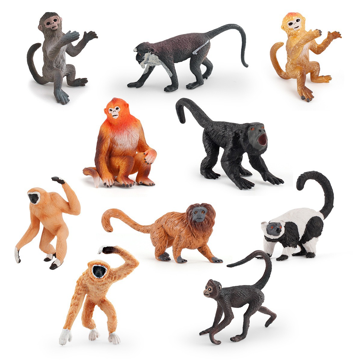 儿童科教认知猴子模型 实心金丝猴白掌长臂猿猴类动物模型摆件