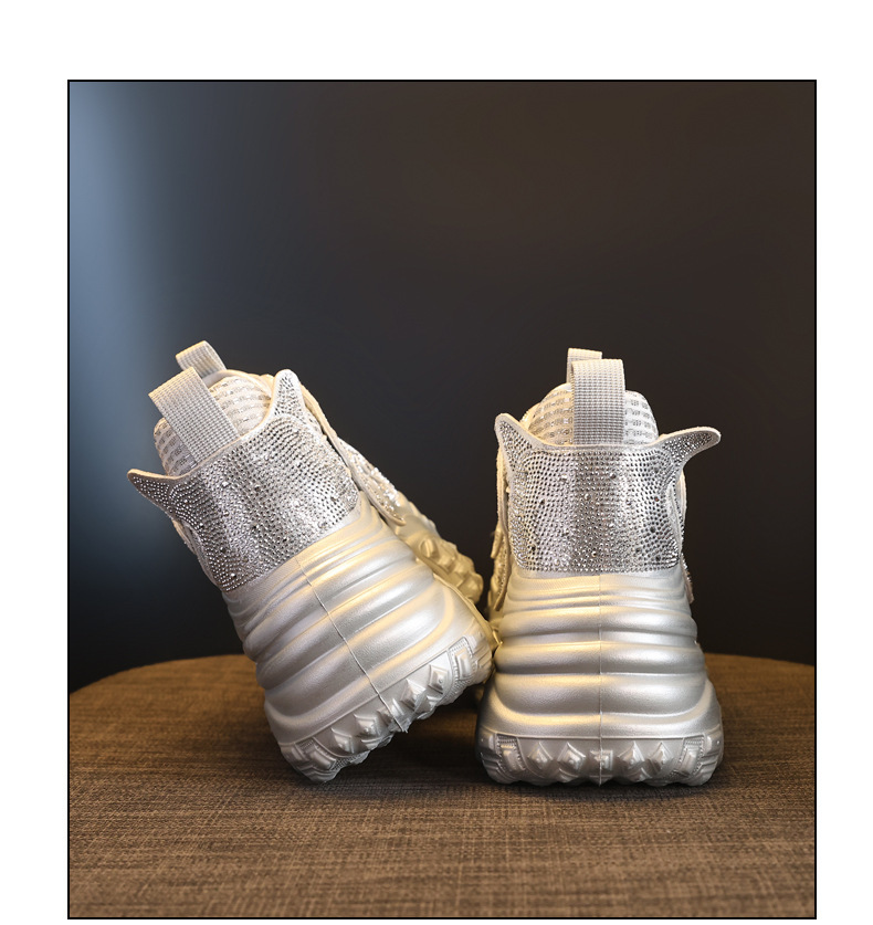 Giày sneaker nữ chunky đế dày lưới thoáng, phối đá rhinestone sáng — màu trắng chi tiết 20