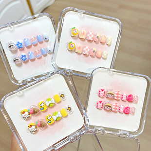 New Products Children with Accessories Cute Children's Nail Cartoon Finished Nail Boxed Fake Nail Wearing Nail Patch