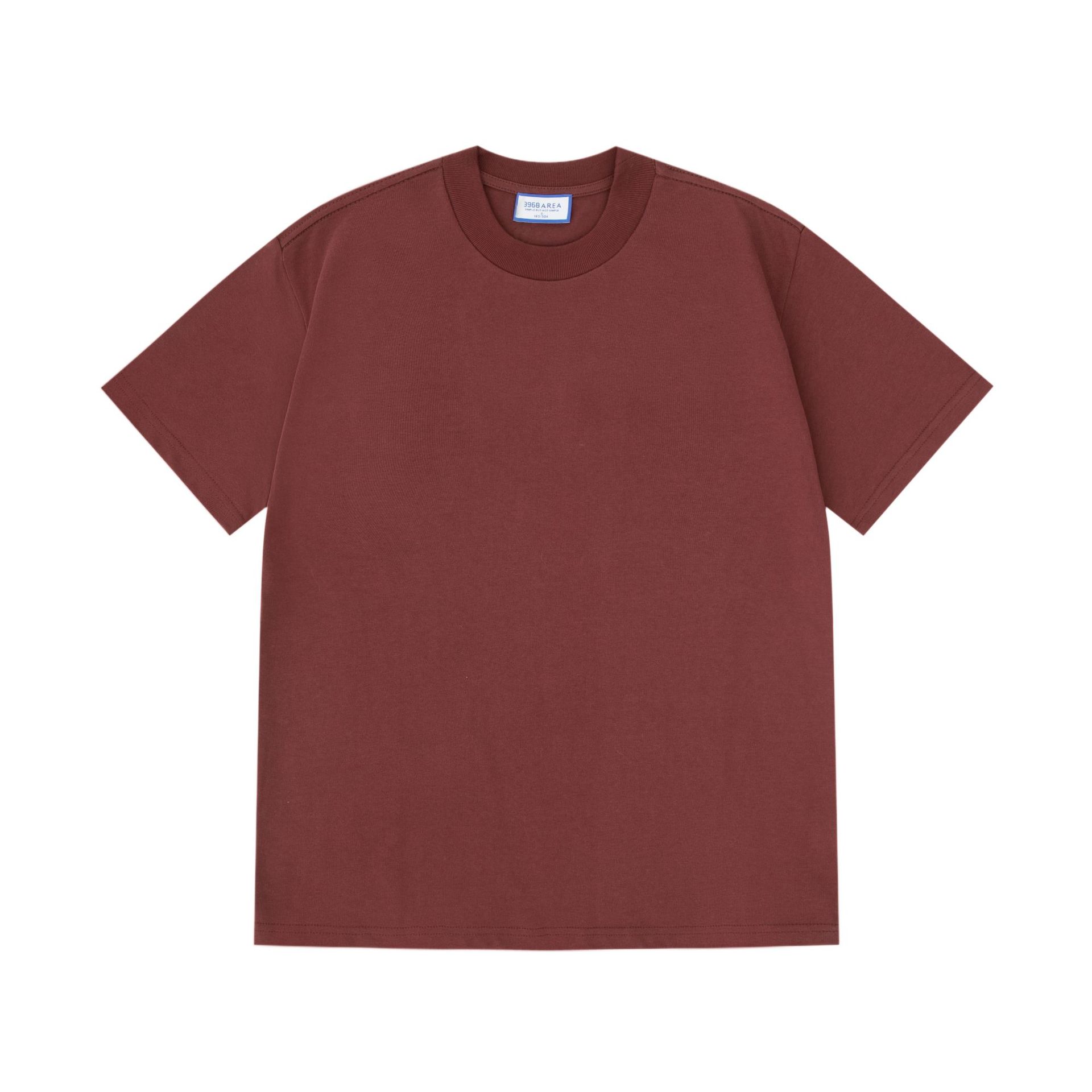 400g de algodón pesado de estilo americano pequeño escote camiseta de los hombres sueltos más tamaño de algodón de manga corta camiseta camisa de fondo