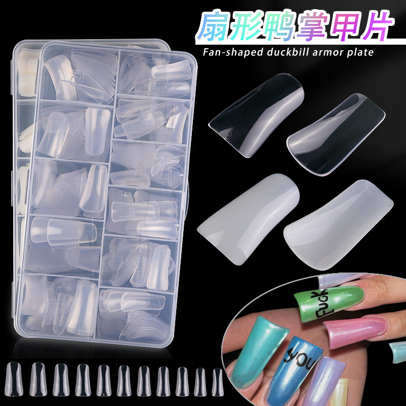 Ventas transfronterizas en caliente 500 piezas nuevas piezas de uñas de boca de pato, piezas de uñas en forma de abanico calientes en Europa y América.