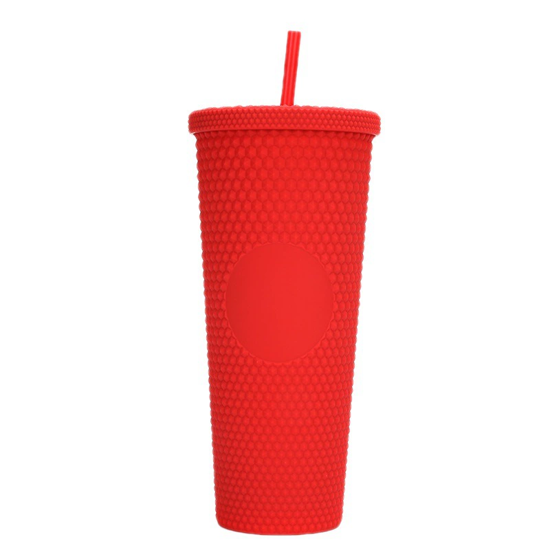 High quality summer double-layer plastic capacious straw with glass, internet celebrity