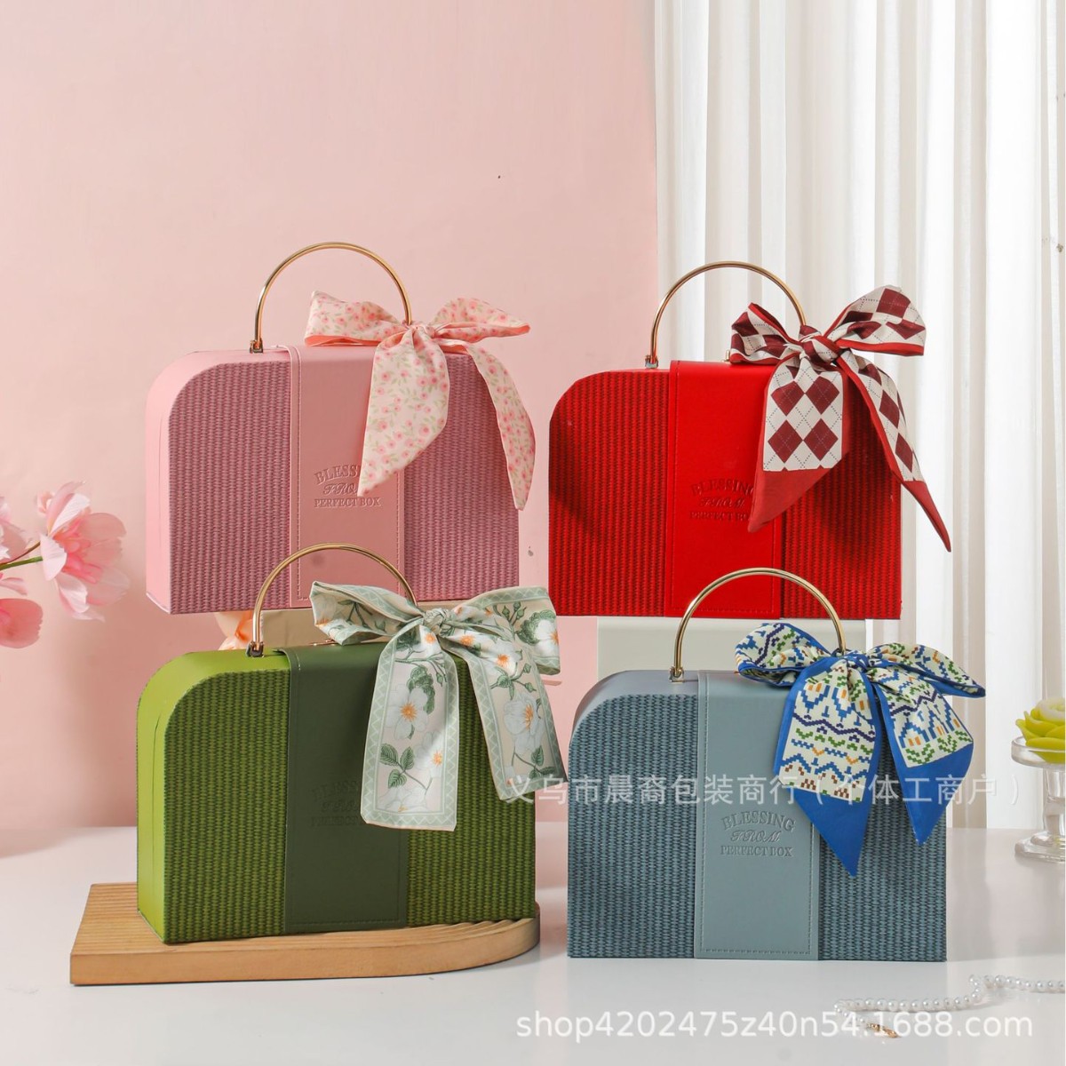 新款皮质手提化妆箱七夕节结婚伴手礼礼盒空盒包装盒节日礼品盒