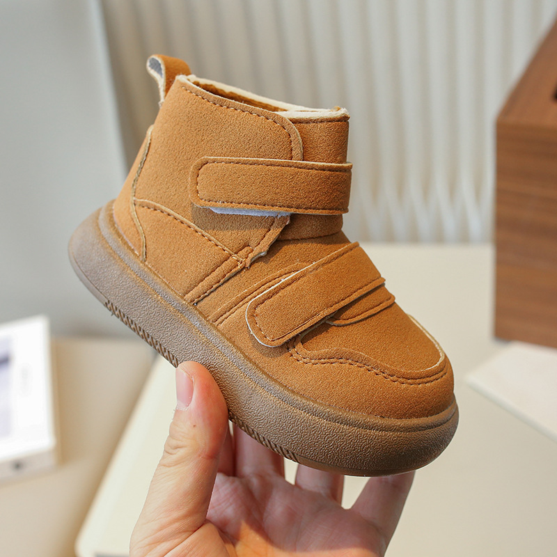 Zapatos para niños, zapatillas de algodón, zapatos de terciopelo para niños nuevos de invierno 2024, zapatillas de caña alta para bebés, zapatos cálidos de algodón