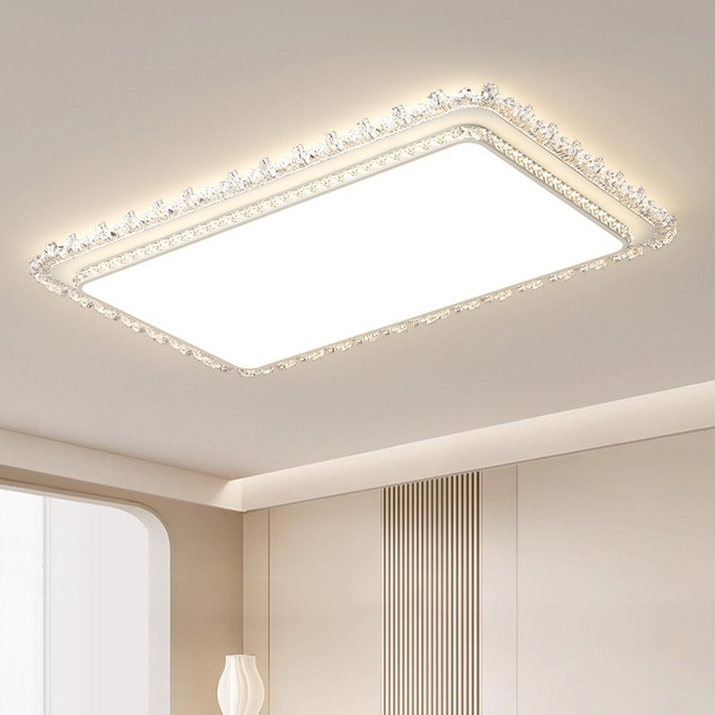 Lámpara de techo de protección ocular de espectro completo 2025 nueva lámpara de salón de cristal de lujo ligero paquete de iluminación para toda la casa simple moderna