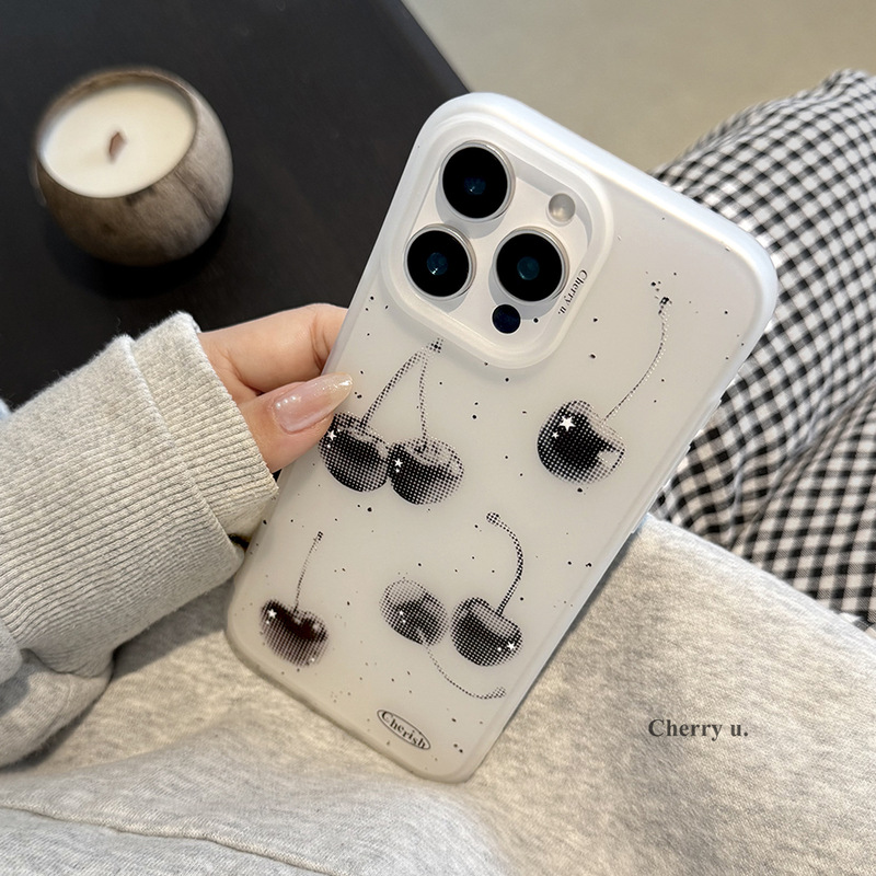 Ins Sweet Cool Black Cherry Iphone16Pro Max Suitable for 17 Mobile Phone Cases Apple 15 Korean Style 13 Generation 12