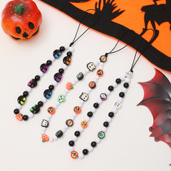 Cross-border Ghost Festival Horror Ghost Halloween Theme Gift Bead Skull Head Phone Chain Phone Case Hanging Ornament