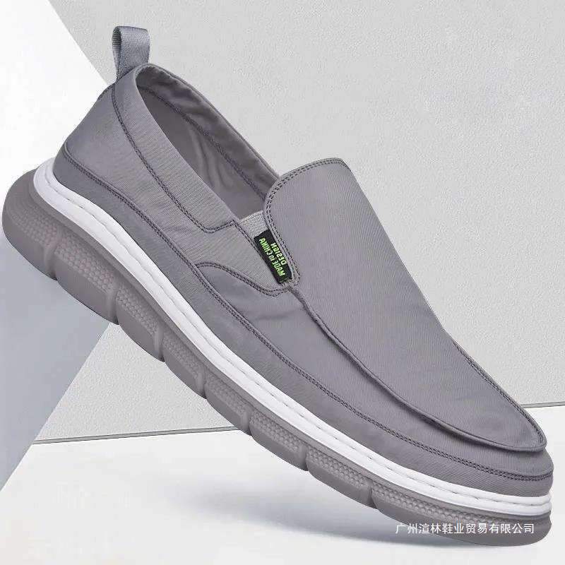 Men's Shoes Summer Breathable Ice Silk Old Northern Cloth Shoes Men's Soft Sole Non-Slip Slip-On Lightweight Casual Middle-Aged Dad Shoes