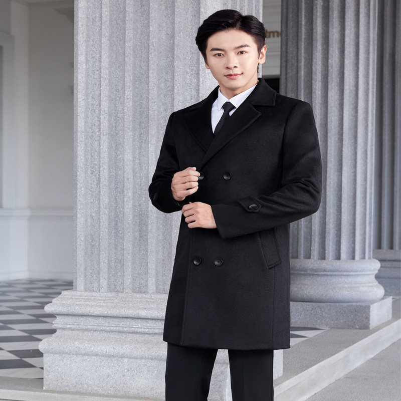 더블 브레스트 남성용 블랙 코튼