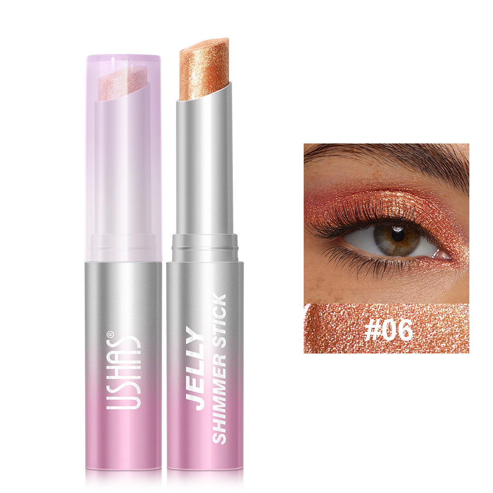 USHAS explosión transfronteriza spot venta al por mayor caliente seis colores gelatina alta luz sombra de ojos varilla UES006