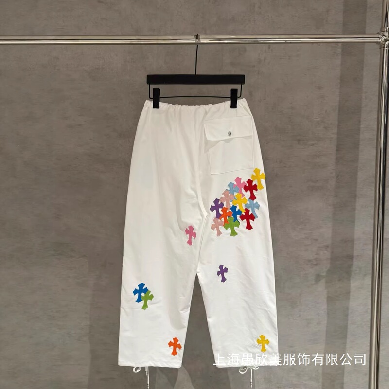 Authentic Ch Cro Four Seasons Colorful Calfskin Cross Pattern Paratrooper Pants Couple Style Wholesale