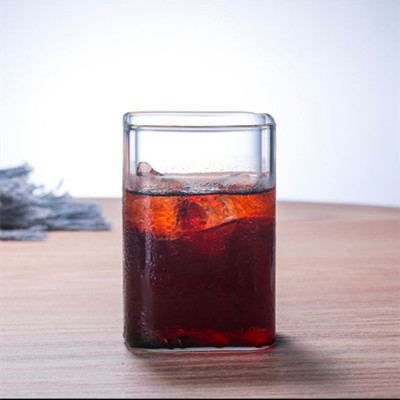 Venta al por mayor multi-especificación cuadrado de vidrio transparente de una sola capa taza de vidrio de borosilicato doméstico jugo de leche taza de café