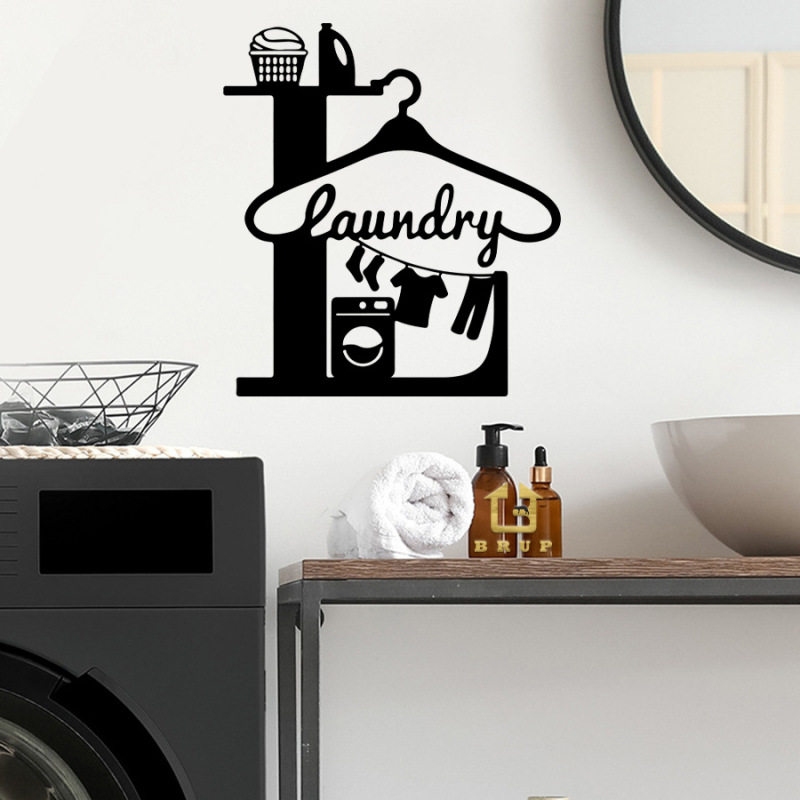Br3987C Personalized Creative Clothes Hanger Washing Machine Silhouette Self-Adhesive Wall Sticker Laundry Room Wall Balcony Decoration Sticker Br3987C Personalized Creative Clothes Hanger Washing Machine Silhouette Self-Adhesive Wall Sticker Laundry Room Wall Balcony Decoration Sticker