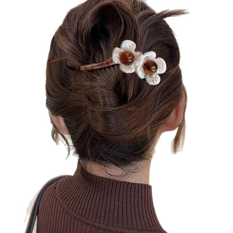 女性用フレンチレトロヘアピン2025新しいハイエンドワンラインヘアピン、後頭部ツイストクリップヘッドバンド|undefined