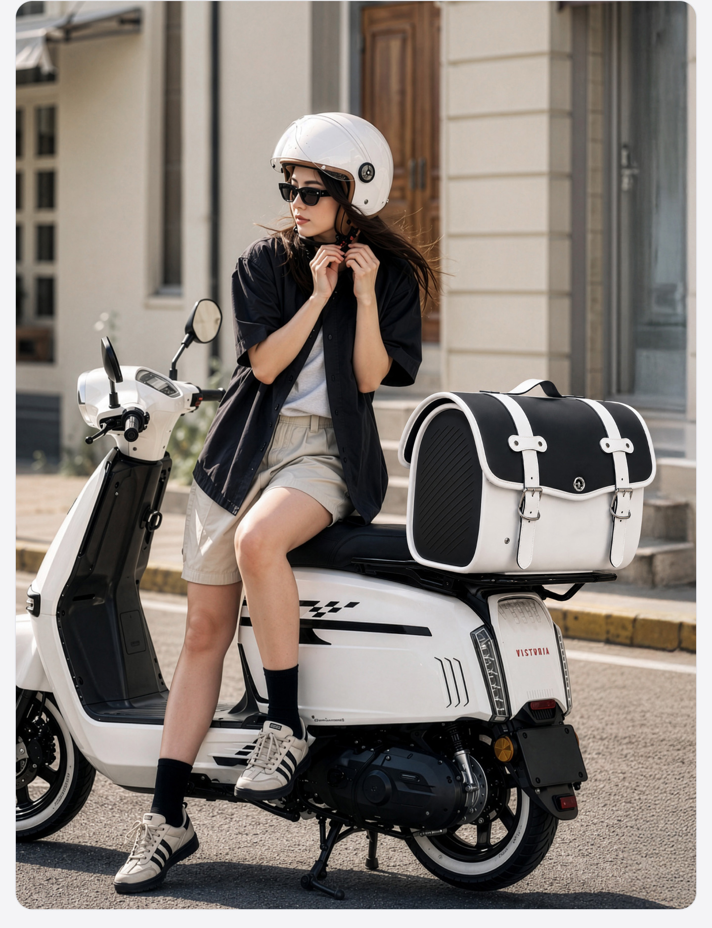 Motorcycle trunk, retro large-sized luggage suitable for Niu Nine electric scooter, universal tail bag
