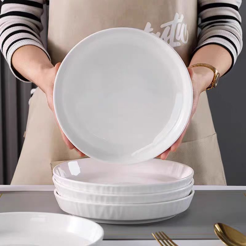 Wholesale household glass plates, pure white cabbage plates, rice plates, dishes, ceramic dinner plates, deep plates, hotel commercial plates Wholesale household glass plates, pure white cabbage plates, rice plates, dishes, ceramic dinner plates, deep plates, hotel commercial plates
