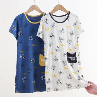 Children's Nightgown New Summer Baby Boy Home Clothes Medium and Large Kidsren Ice Silk Cartoon Thin Boy Nightgown Air-Conditioned Clothes