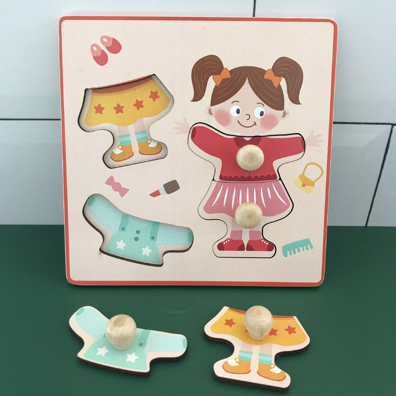 Mano agarrando tablero rompecabezas niños Montessori educación temprana inteligencia cognitiva juguetes bebé 1 bloques de construcción 2 años de edad forma Niño a juego