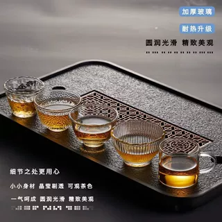 喝茶玻璃小茶杯茶具套装透明水杯主人杯单杯带把品茗杯商务礼品