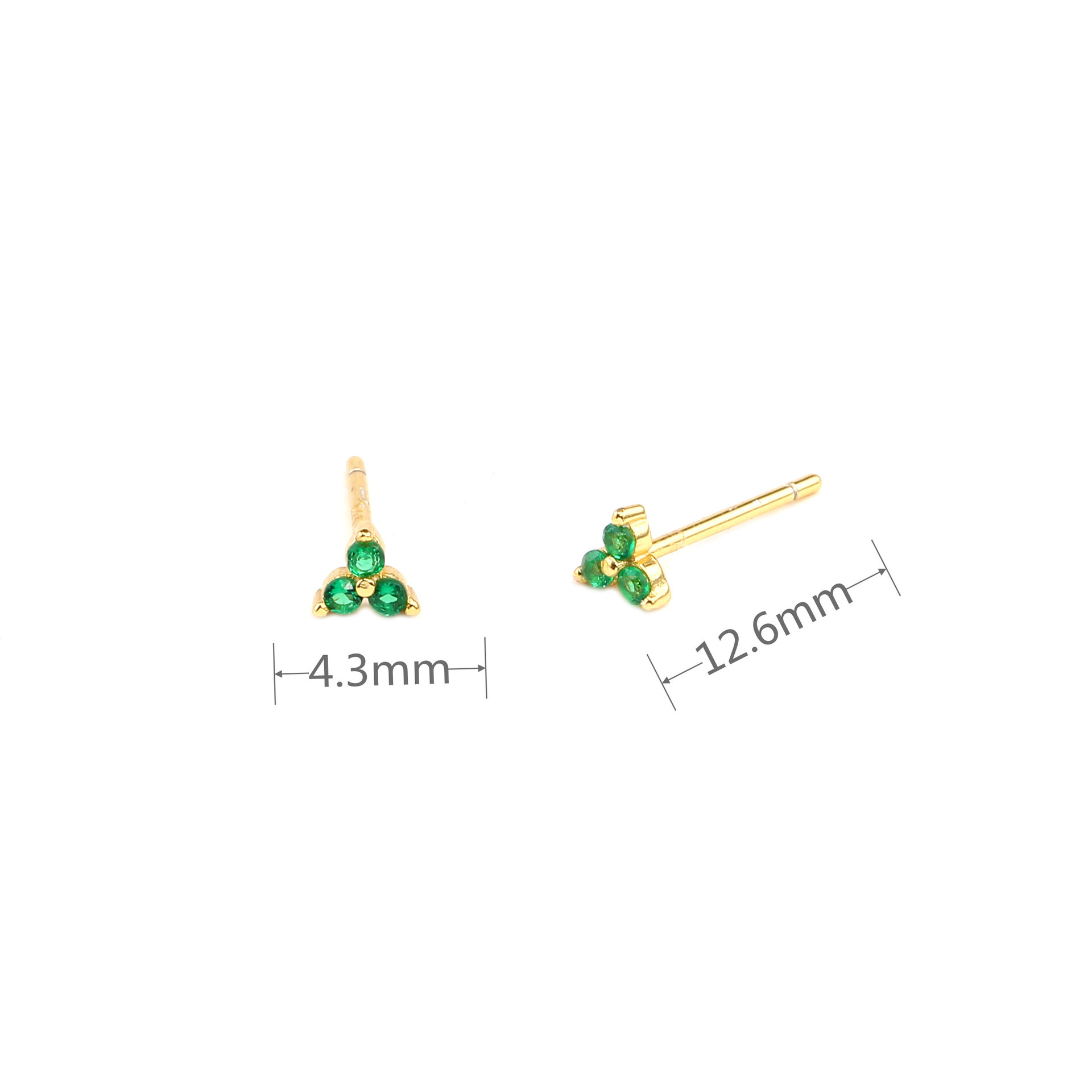 925 Sterling Silver Ear Needle Material 18K Real Gold Plated, White Gold Plated Plating Material 1 Pair 925 Sterling Silver Zircon Triangle Ear Studs
