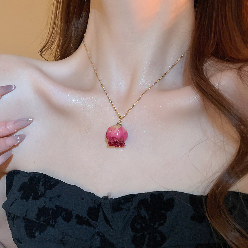 Titanstahl Edelstahl Gedréchent Rous Ouerréng Halskette Set Prinzessin Stil Schléissebeenkette Elegant Temperament Accessoire Fir Fraen_voghion.com