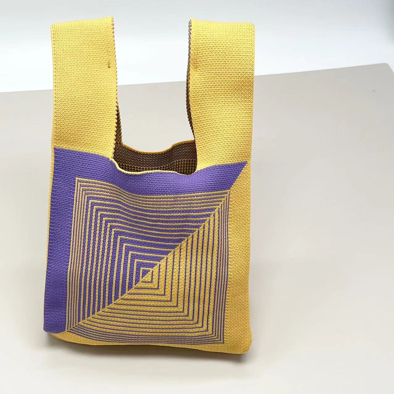 Bolso de mano tejido para embalaje de regalos, bolso tejido con múltiples patrones, estilo ins, bolso tejido para mujer, mini versátil.